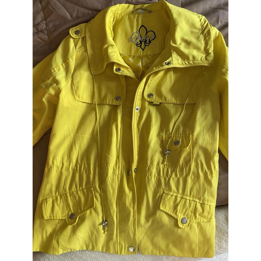 Vintage Guess Women’s Size L Bright Yellow Jacket Pockets Loco Lining